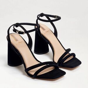 Sam Edelman Kia Black Strappy Block Heel Sandals - Women - 7.5